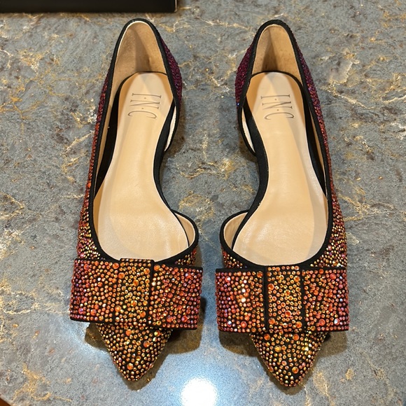 NWOT I.N.C. International Concepts pink ombré rhinestone flats, size 6.5. - Picture 1 of 13